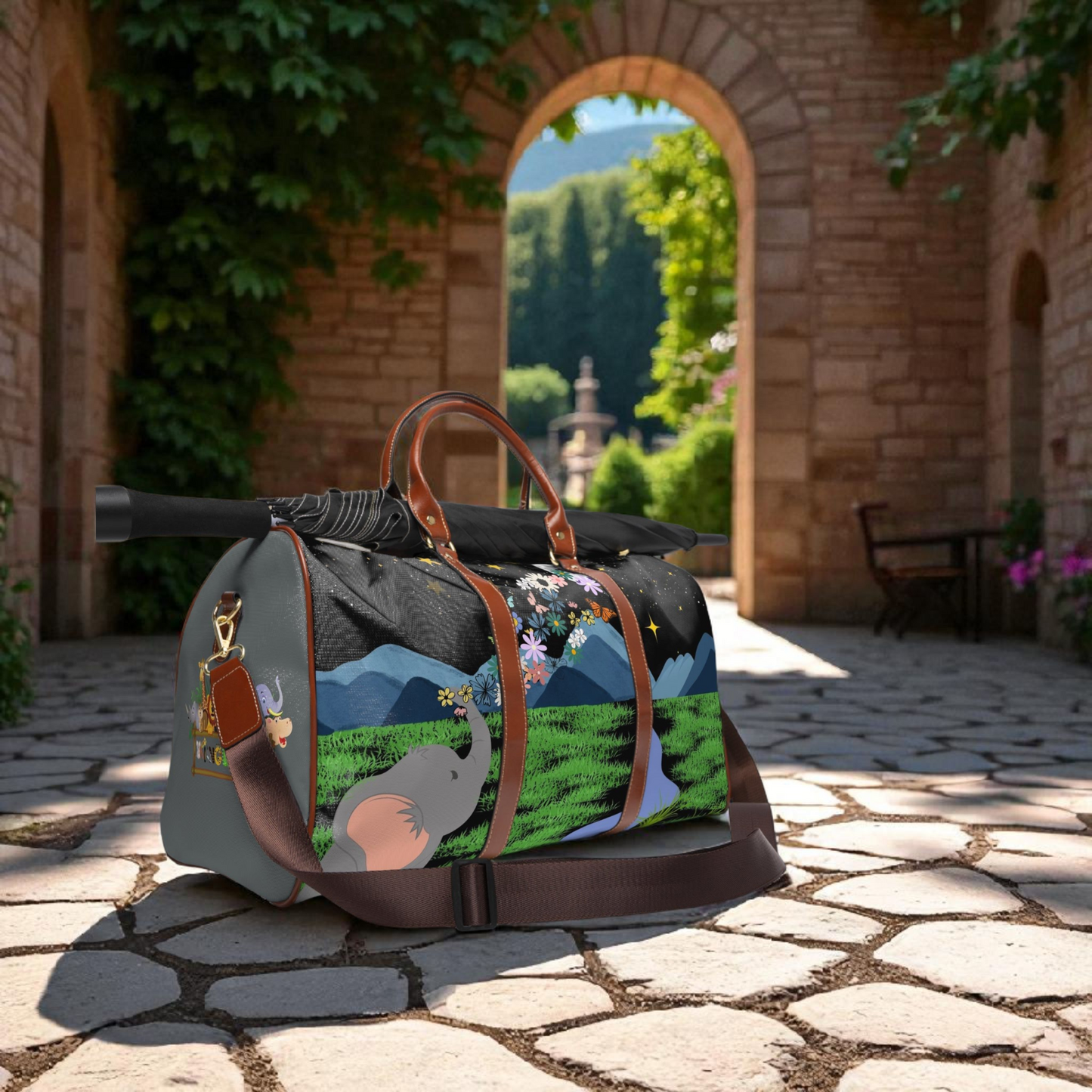 Elephant Adventure Waterproof Travel Bag - Nature-Inspired Design for Eco-Friendly Travelers