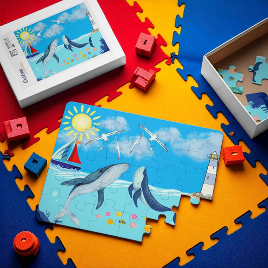 Whale Kids' Puzzle, 30-Piece - Aquatic Educational Toy for Children, Ocean Theme Jigsaw