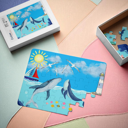 Whale Kids' Puzzle, 30-Piece - Aquatic Educational Toy for Children, Ocean Theme Jigsaw
