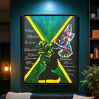 Hand-Painted Jamaican Flag Canvas Wrap - Original Vertical Frame for Living Room Art Printify