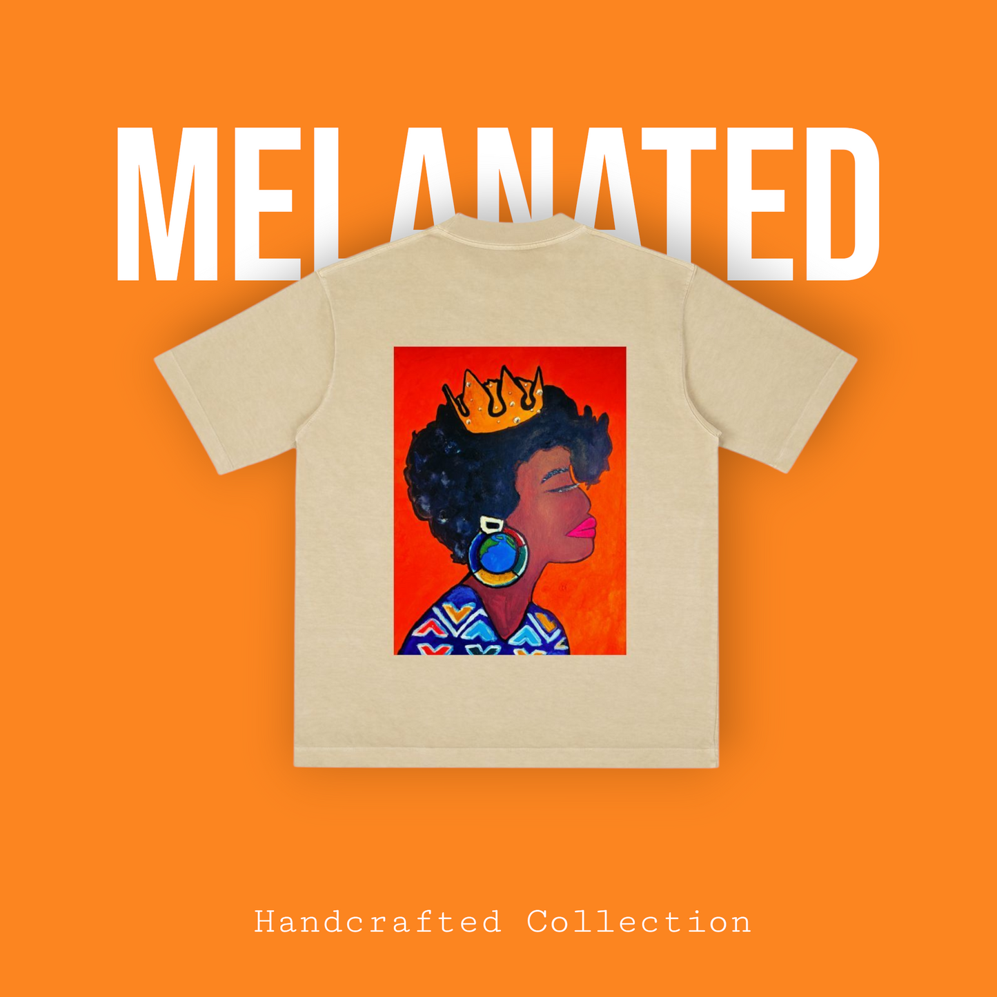 Crowned Black Woman Art Graphic Vintage Wash Drop Shoulder T-shirt