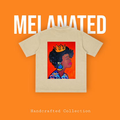 Crowned Black Woman Art Graphic Vintage Wash Drop Shoulder T-shirt