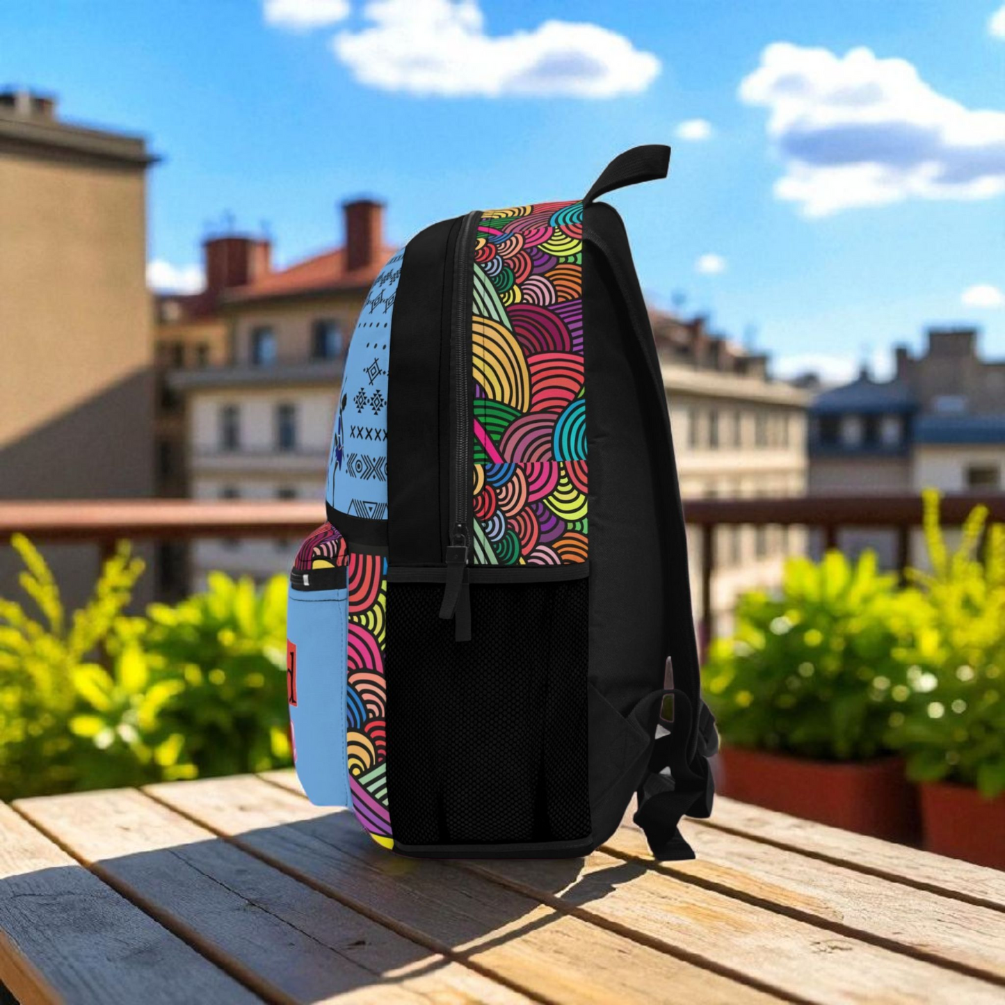 Colorful Tribal Dance Backpack, Ethnic Music Festival Bag, Boho Rucksack