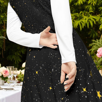 Celestial Floral Long Sleeve Dance Dress - Perfect for Parties, Events, Spring Celebrations