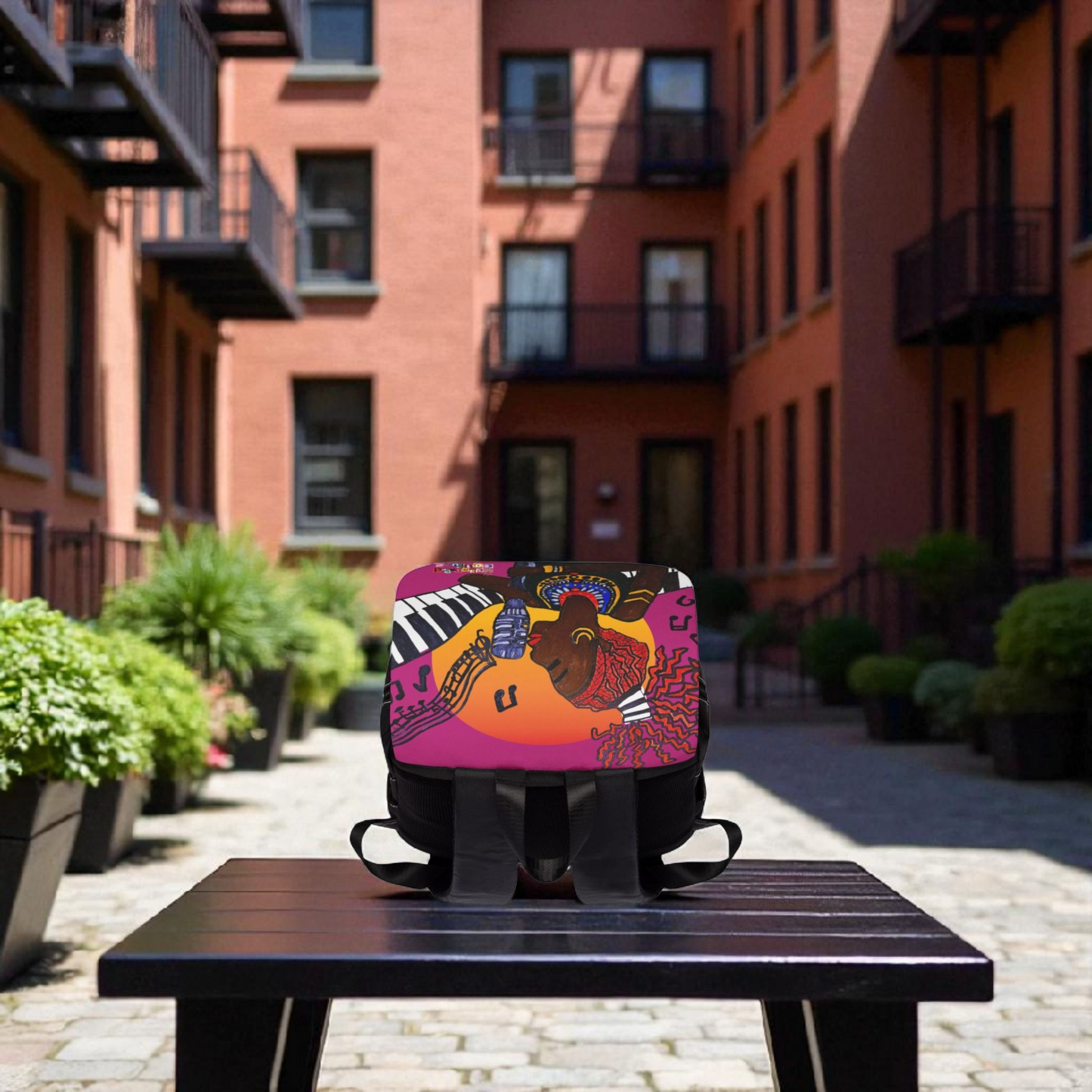 Afro Singer, Ethnic Music-Inspired Unisex Shoulder Backpack - Stylish & Functional