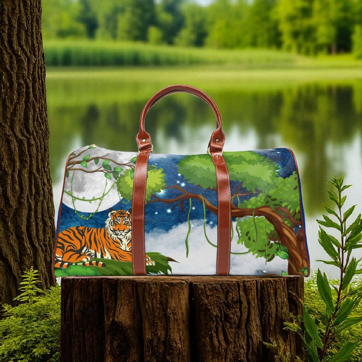 Wildlife Waterproof Travel Bag - Artistic Tiger Design for Adventurers Printify