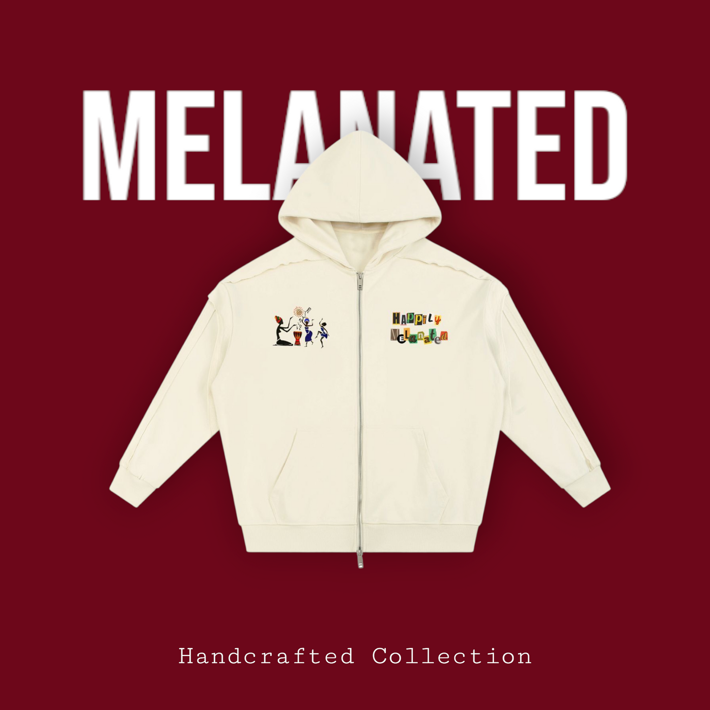 Jazz Singer Graphic Double Layered Zip Hoodie, Contrast Tape Raw Edge