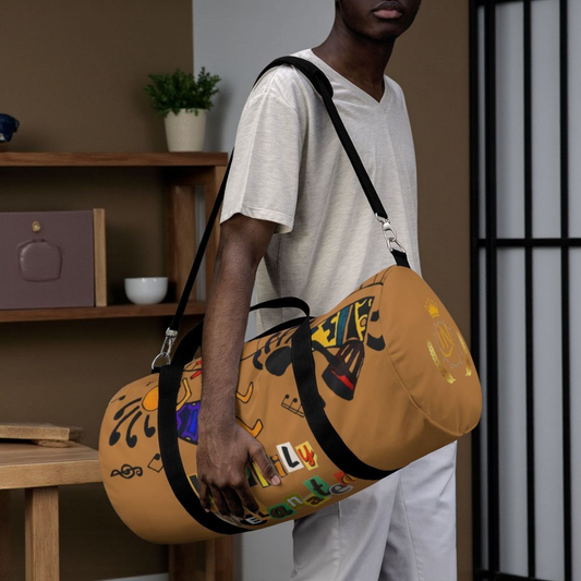 Afro Music Cartoon Piano Art Handcrafted Duffel Bag - Musician Gift, Travel Bag