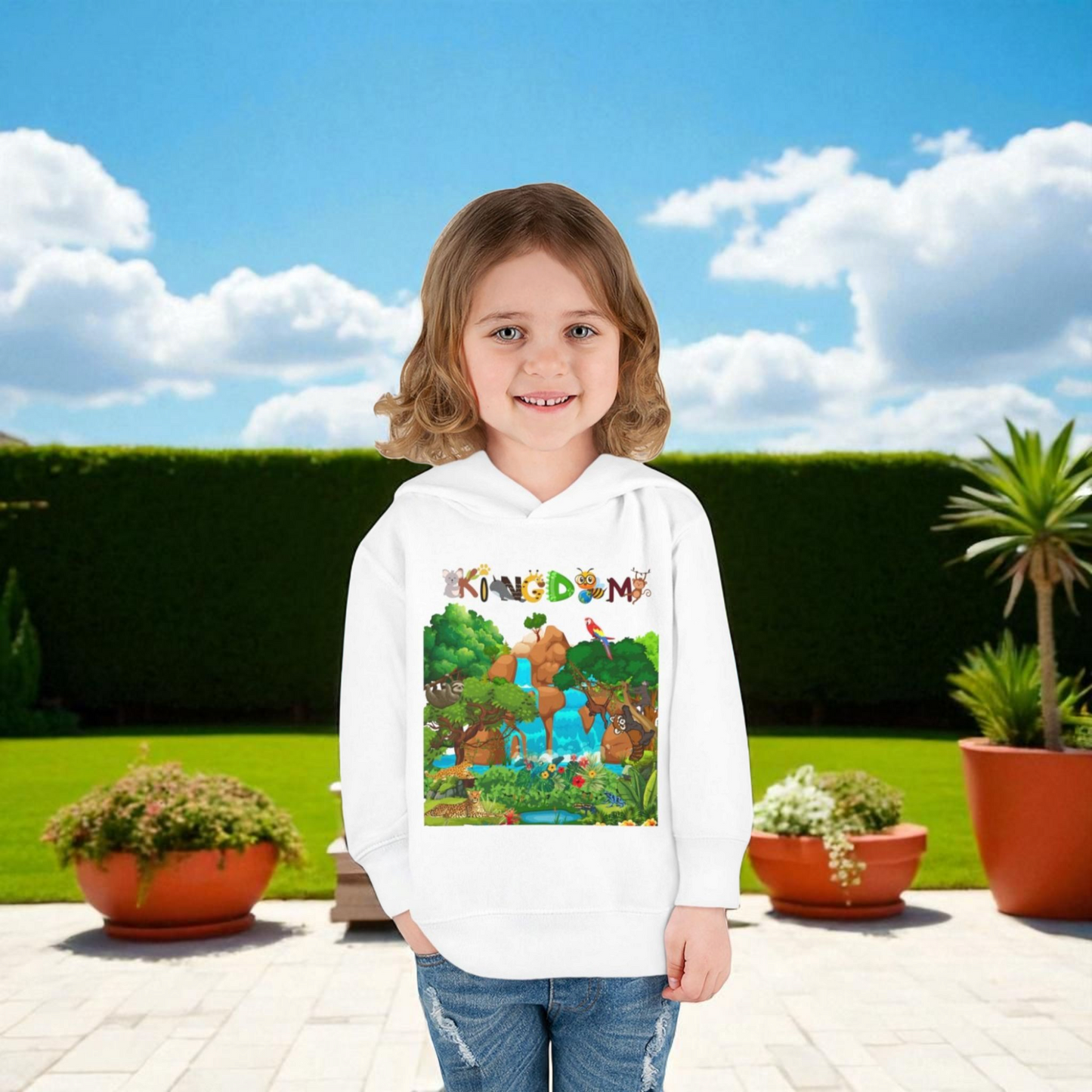 Jungle Life Toddler Hoodie, Kids Safari Pullover, Wildlife Theme , Graphic Nature Boy/Girl Jacket