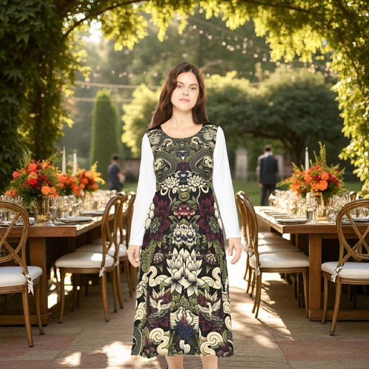 Floral Print Long Sleeve Dance Dress, Perfect for Parties, Dance Recitals, Spring Celebrations