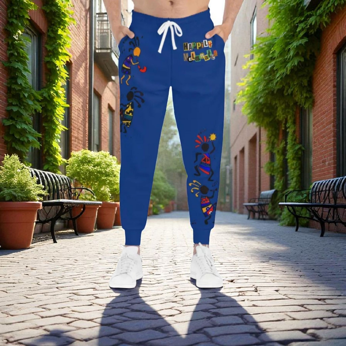 Afro Music Cartoon Art Unisex Athletic Joggers, Handcrafted Jogger Pants