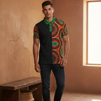 African Mandala Print Polo — Half-Panel Geo Pattern Golf Shirt Printify
