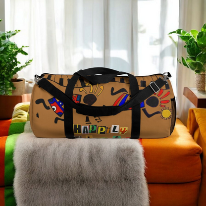 Afro Music Cartoon Piano Art Handcrafted Duffel Bag - Musician Gift, Travel Bag