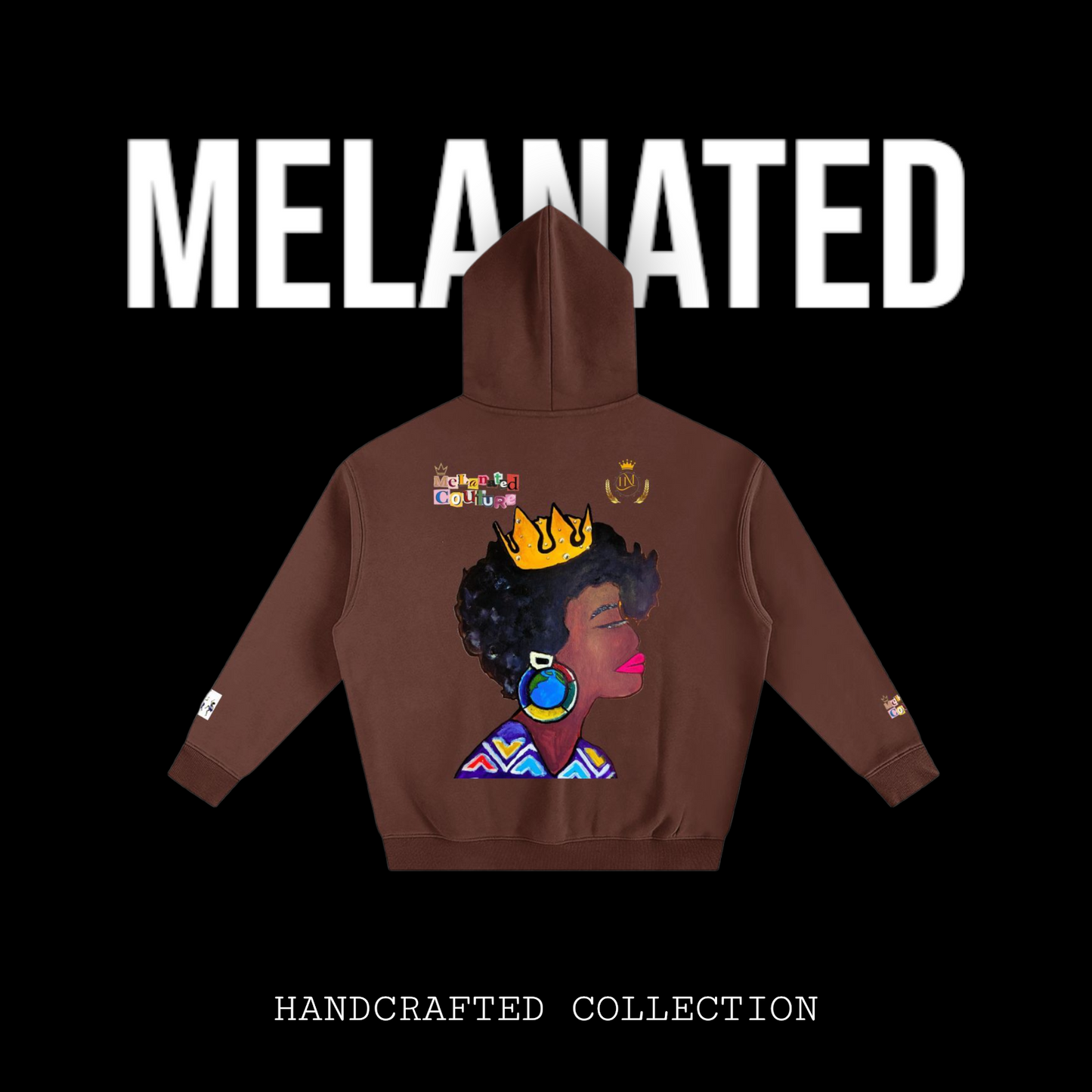 Crowned Black Woman Art Graphic Unisex Oversize Fleeced Hoodie