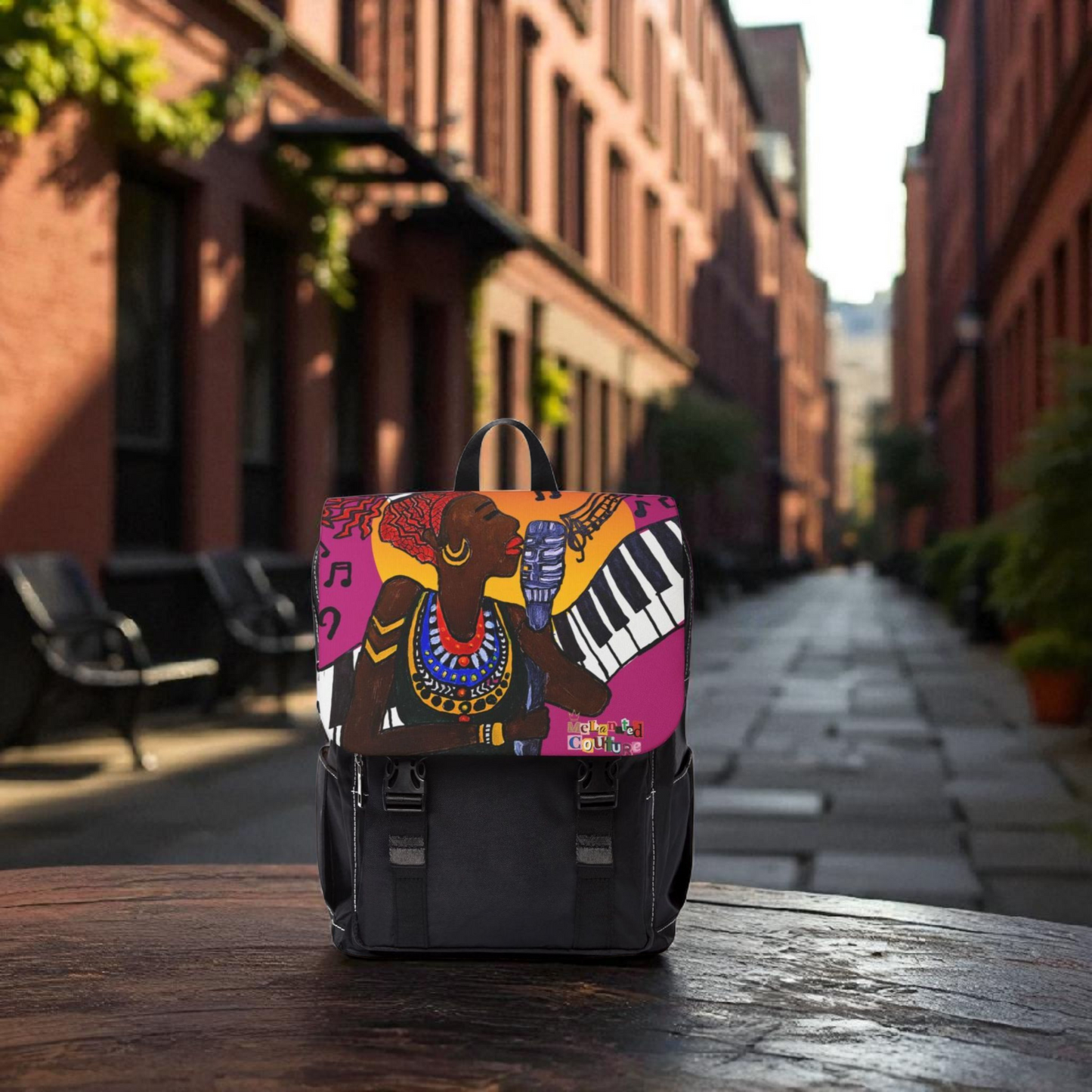 Afro Singer, Ethnic Music-Inspired Unisex Shoulder Backpack - Stylish & Functional