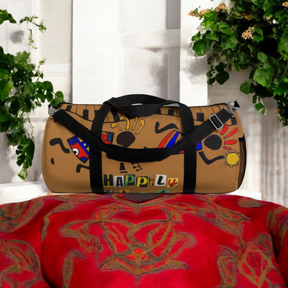 Afro Music Cartoon Piano Art Handcrafted Duffel Bag - Musician Gift, Travel Bag