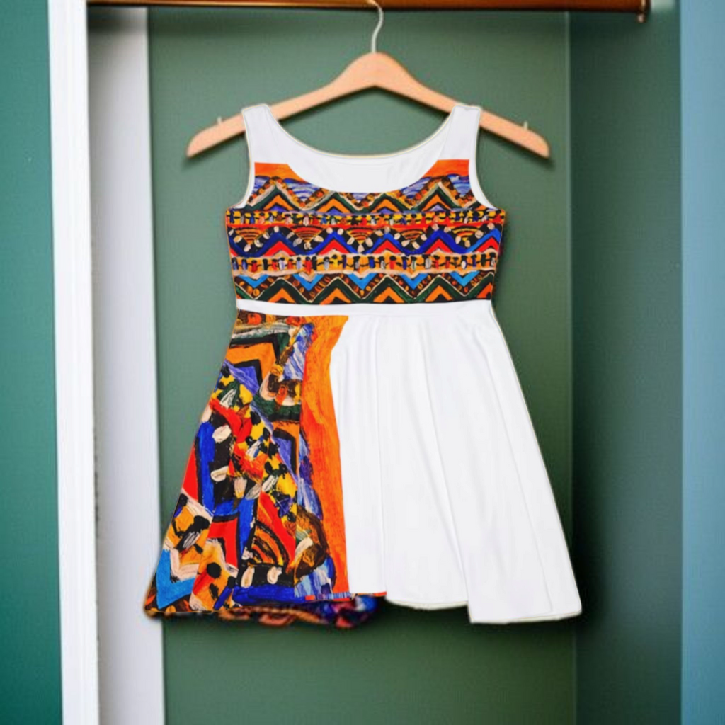 Custom Tribal Textile Skater Dress for Women - Handcrafted, Flattering Fit - Stylish Outfit for Social Events Printify