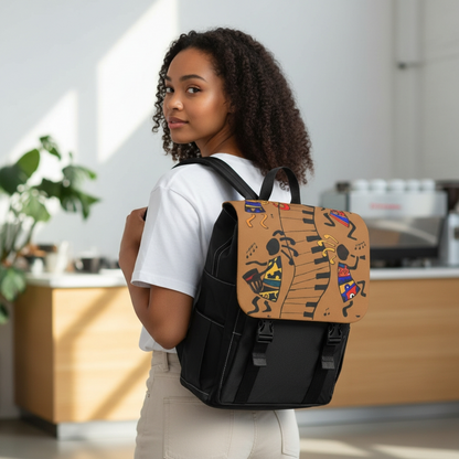 Afro Music Cartoon Backpack, Handcrafted Unisex Shoulder Bag for Casual Use