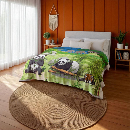 Cozy Panda-Themed Soft Polyester Blanket for Kids