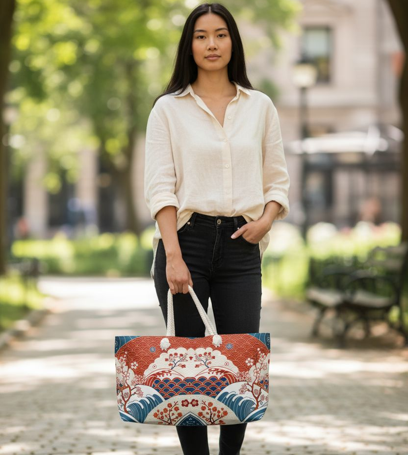 Stylish Weekender Bag with Floral Wave Design | Perfect for Travel