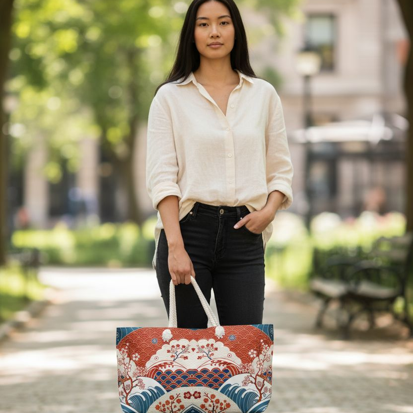 Stylish Weekender Bag with Floral Wave Design | Perfect for Travel Printify