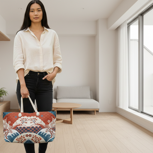 Stylish Weekender Bag with Floral Wave Design | Perfect for Travel