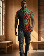 African Mandala Print Polo — Half-Panel Geo Pattern Golf Shirt Printify