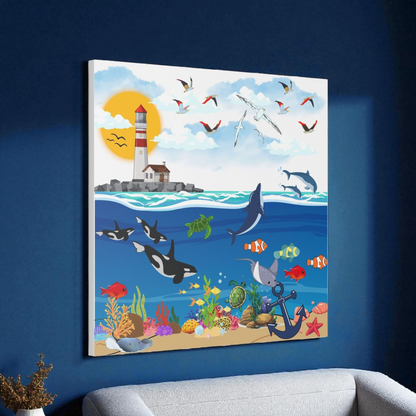 Vibrant Ocean Scene Canvas Wall Art, Nautical Decor for Beach Lovers, Coastal Living, Gift for Housewarming, Relaxing Atmosphere
