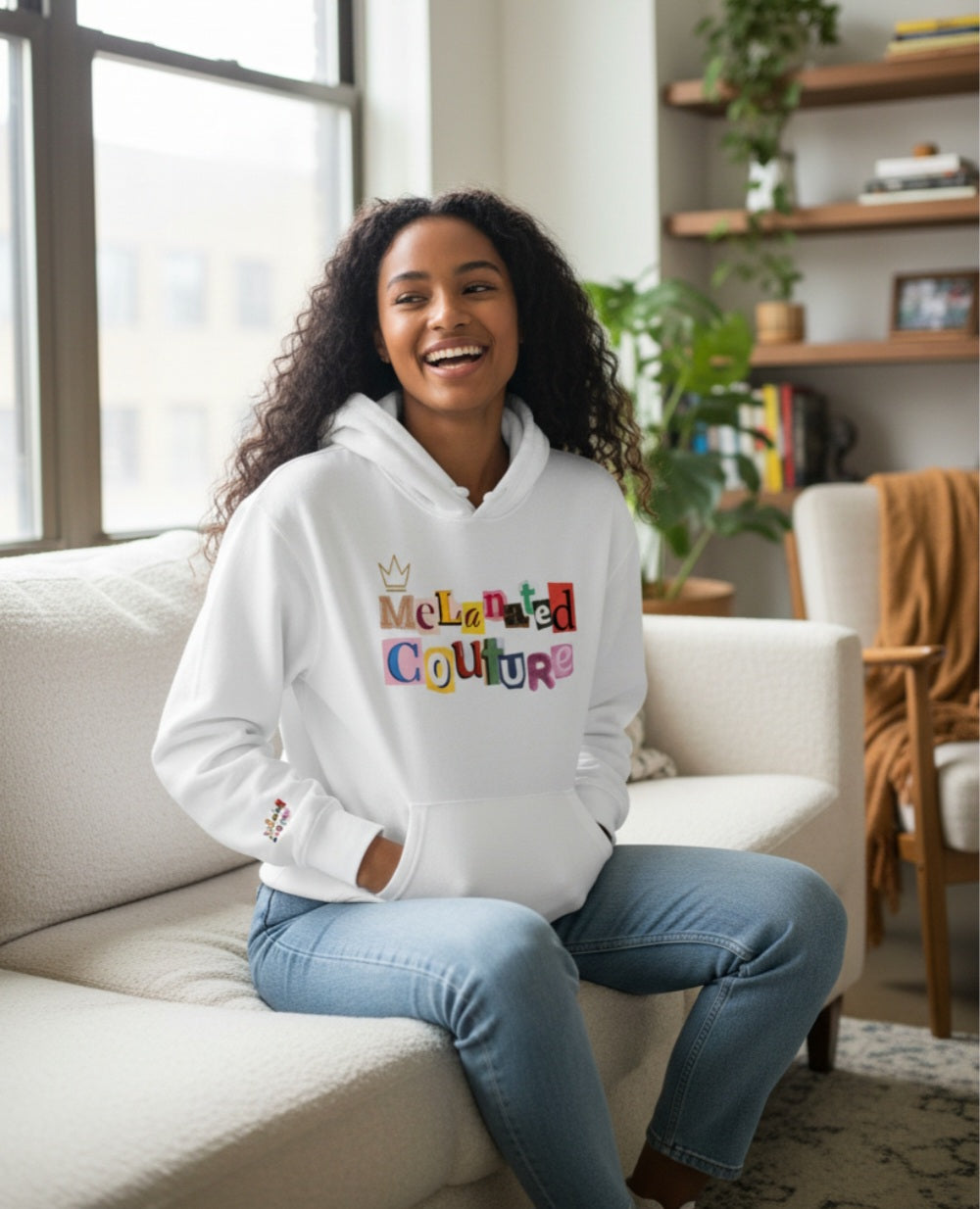 Crowned Black Woman Art Graphic Unisex Oversize Fleeced Hoodie