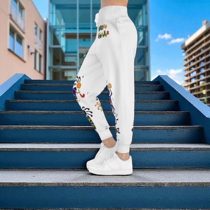 Handcrafted Afro Music Cartoon Art Athletic Joggers, Unisex Sweatpants