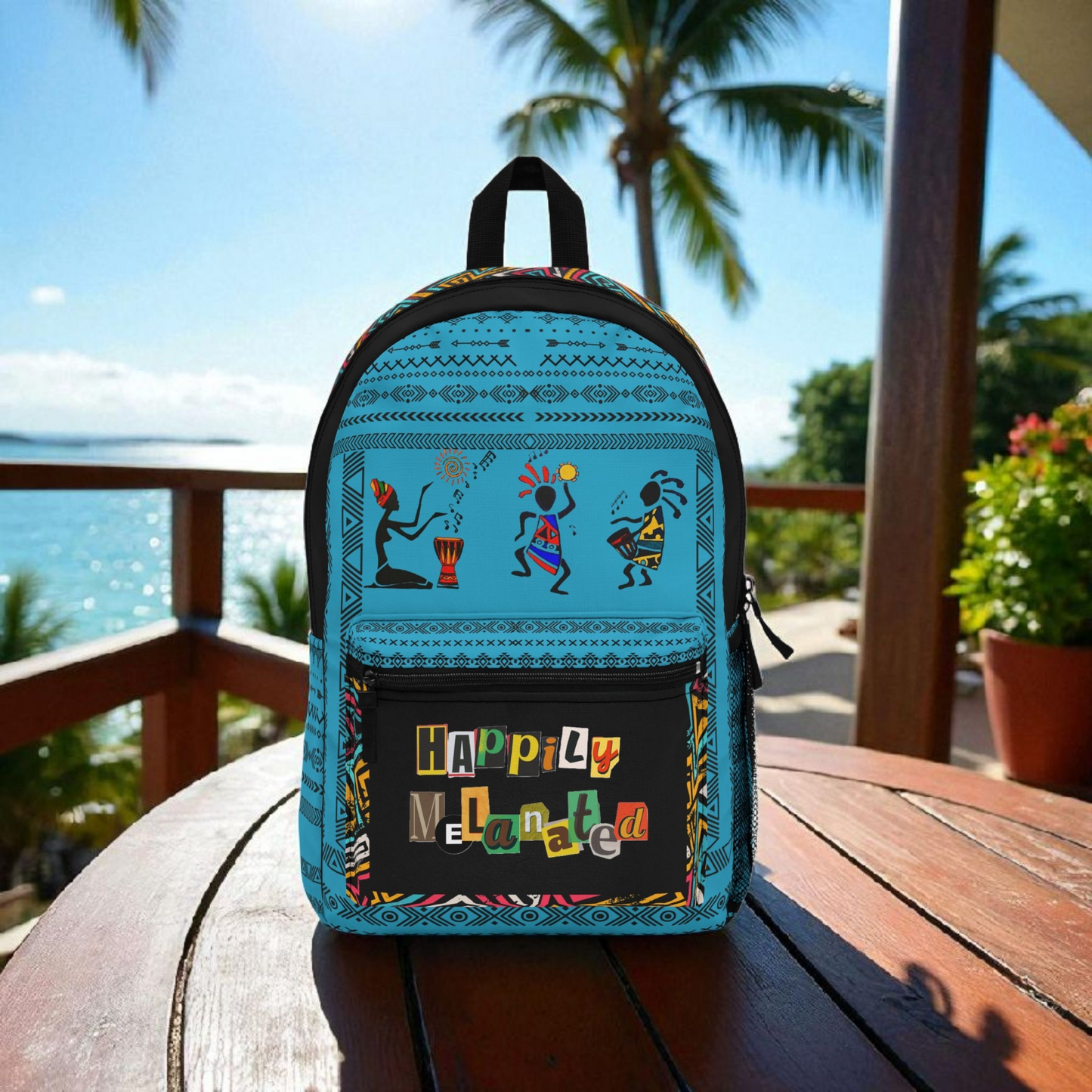 Boho Afro Music Backpack, Music Lover Bag, Cartoon Print Rucksack