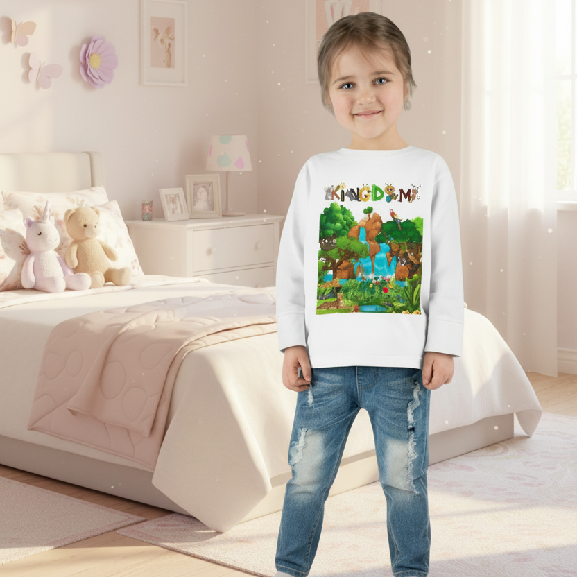 Jungle Animal Toddler Long Sleeve Tee, Wild Life Graphic Baby Shirt, Safari Theme Printify