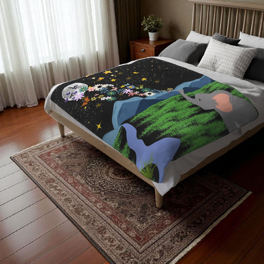 Soft Animals and Nature Themed Velveteen Microfiber Blanket, Cozy Gift for Kids