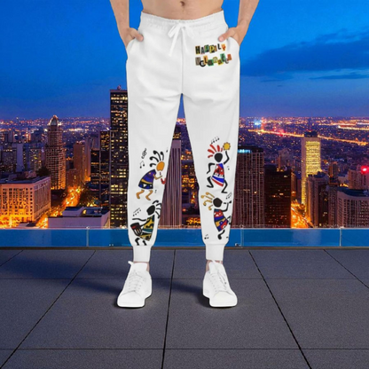 Handcrafted Afro Music Cartoon Art Athletic Joggers, Unisex Sweatpants