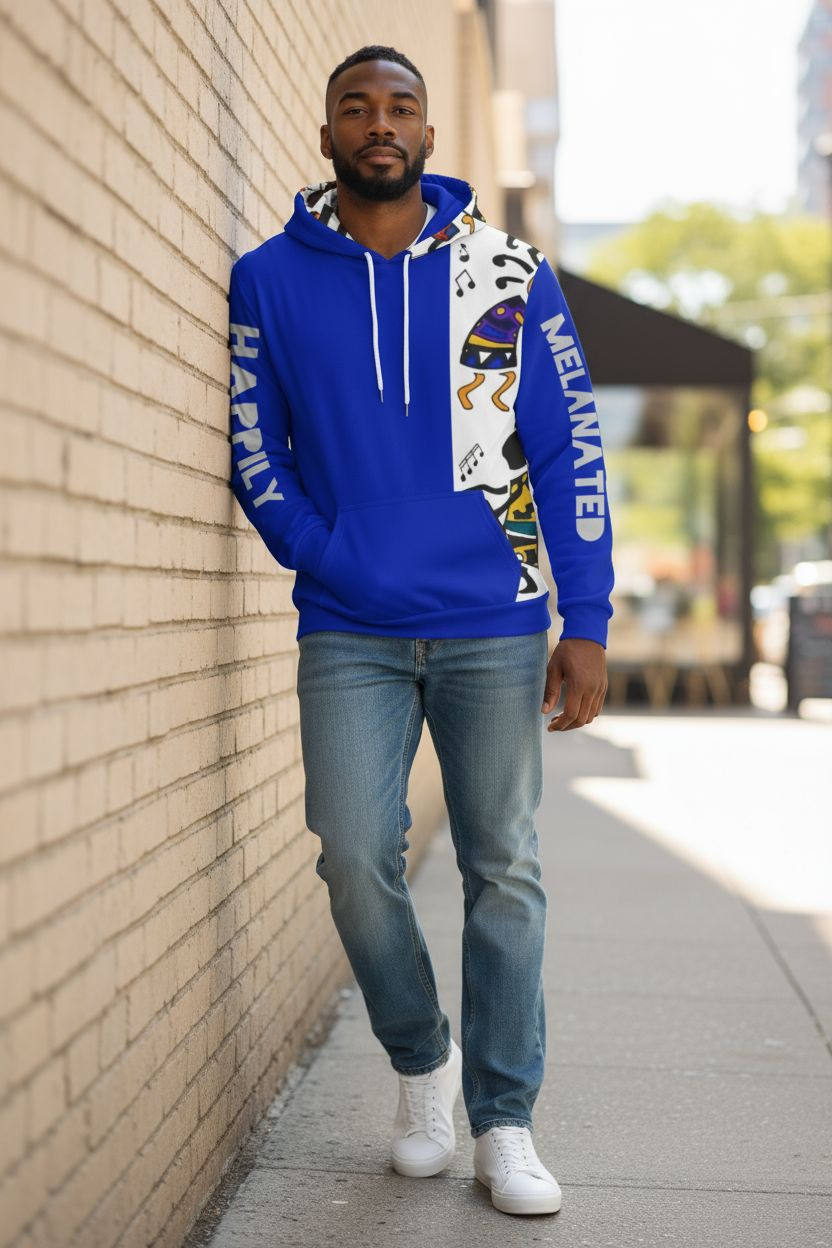Hand-Drawn Afro Music Motifs Allover Hoodie, Unisex Streetwear for All Teespring