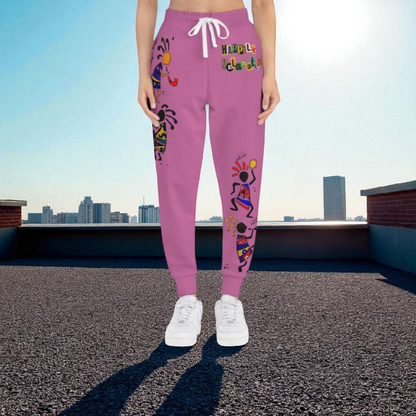 Afro Music Cartoon Art Unisex Athletic Joggers, Handcrafted Jogger Pants, Music Lover Gift