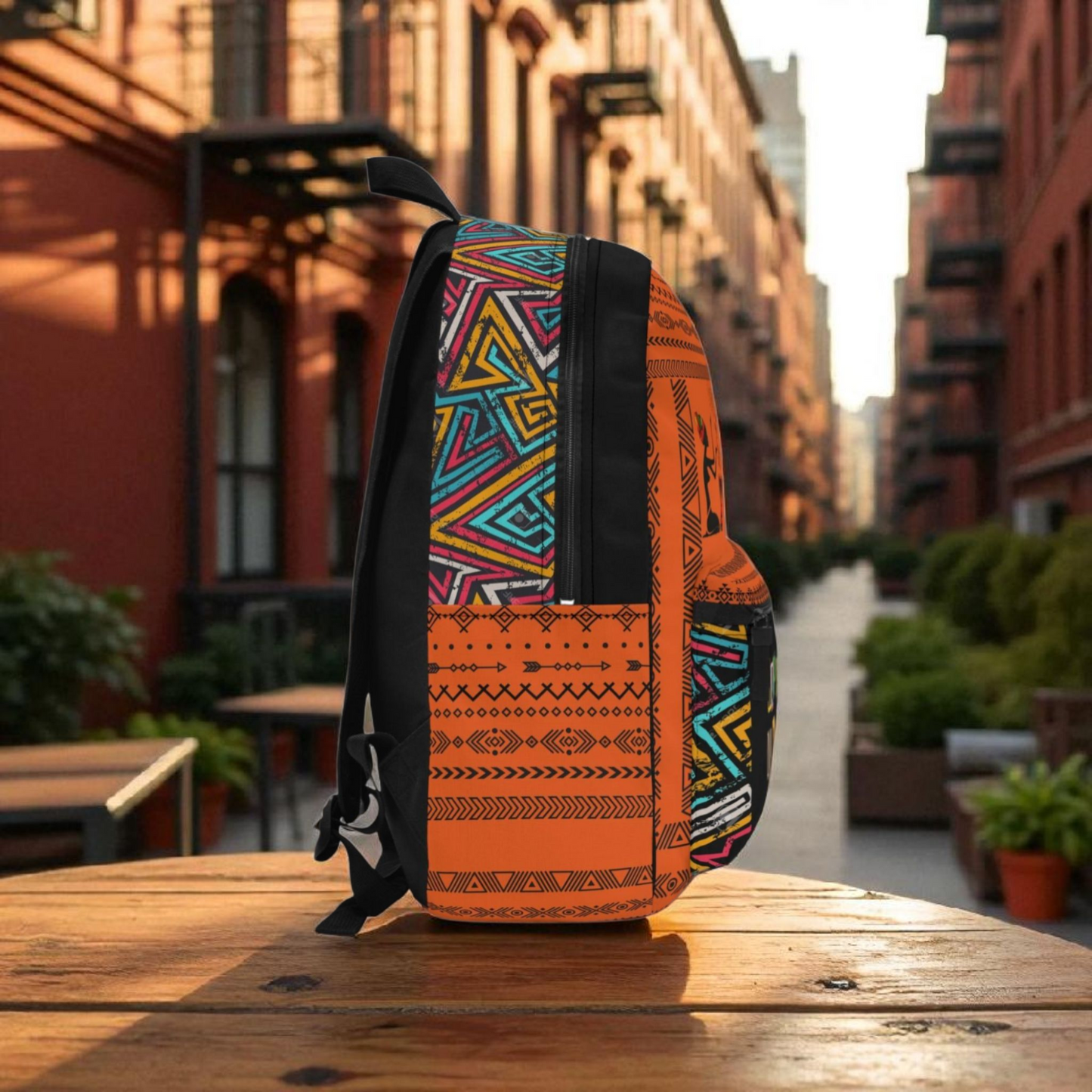 Ethnic Music Backpack, Music Lover Bag, Cartoon Print Rucksack, Ethnic Design