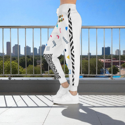 Handcrafted Aztec Pattern Unisex Athletic Joggers, Comfy Aztec Workout Pants
