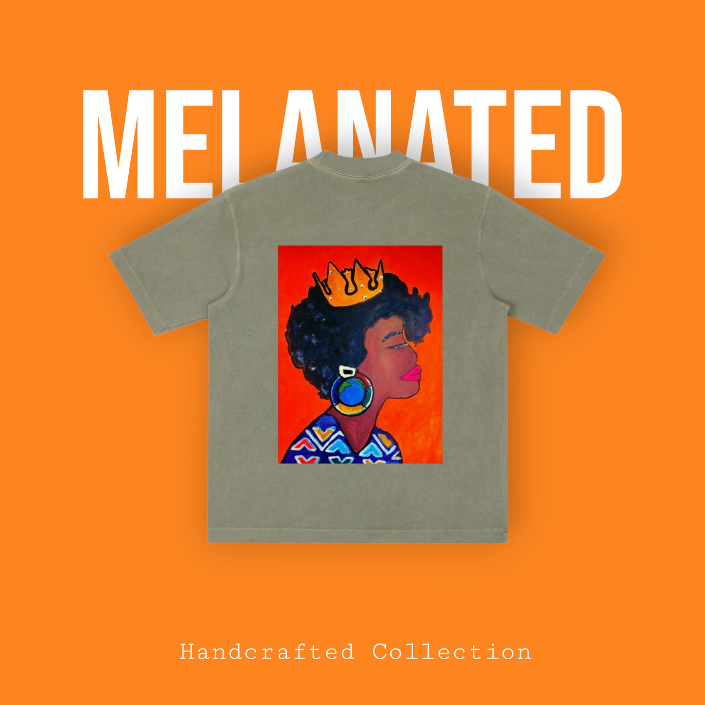 Crowned Black Woman Art Graphic Vintage Wash Drop Shoulder T-shirt