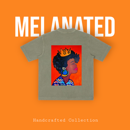 Crowned Black Woman Art Graphic Vintage Wash Drop Shoulder T-shirt