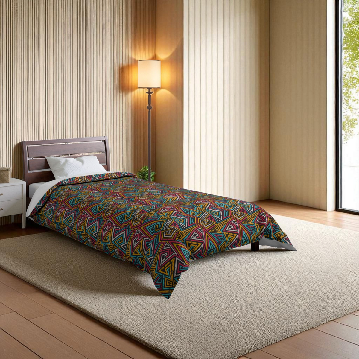 Colorful Geometric Comforter, Bohemian Bedding, Cozy Bedroom Decor, Home Textile Gift Printify