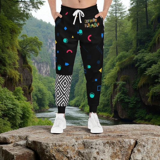 Handcrafted Aztec Pattern Unisex Athletic Joggers, Comfy Aztec Workout Pants