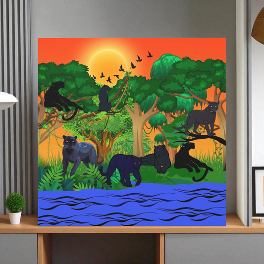 Black Panther Wall Art Canvas, Wildlife Animal Decor, Jungle Safari Theme