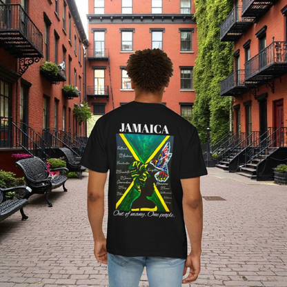 Handmade Unisex T-shirt with Original Jamaican Flag Design