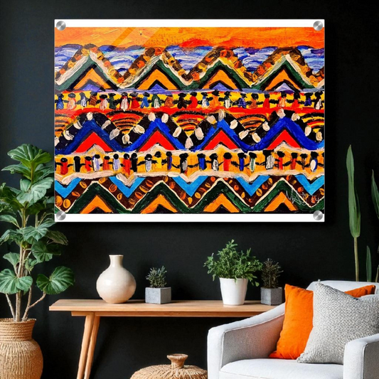High-Quality Tribal Painting on Acrylic - Colorful, Impactful Art Print for Office & Living Space