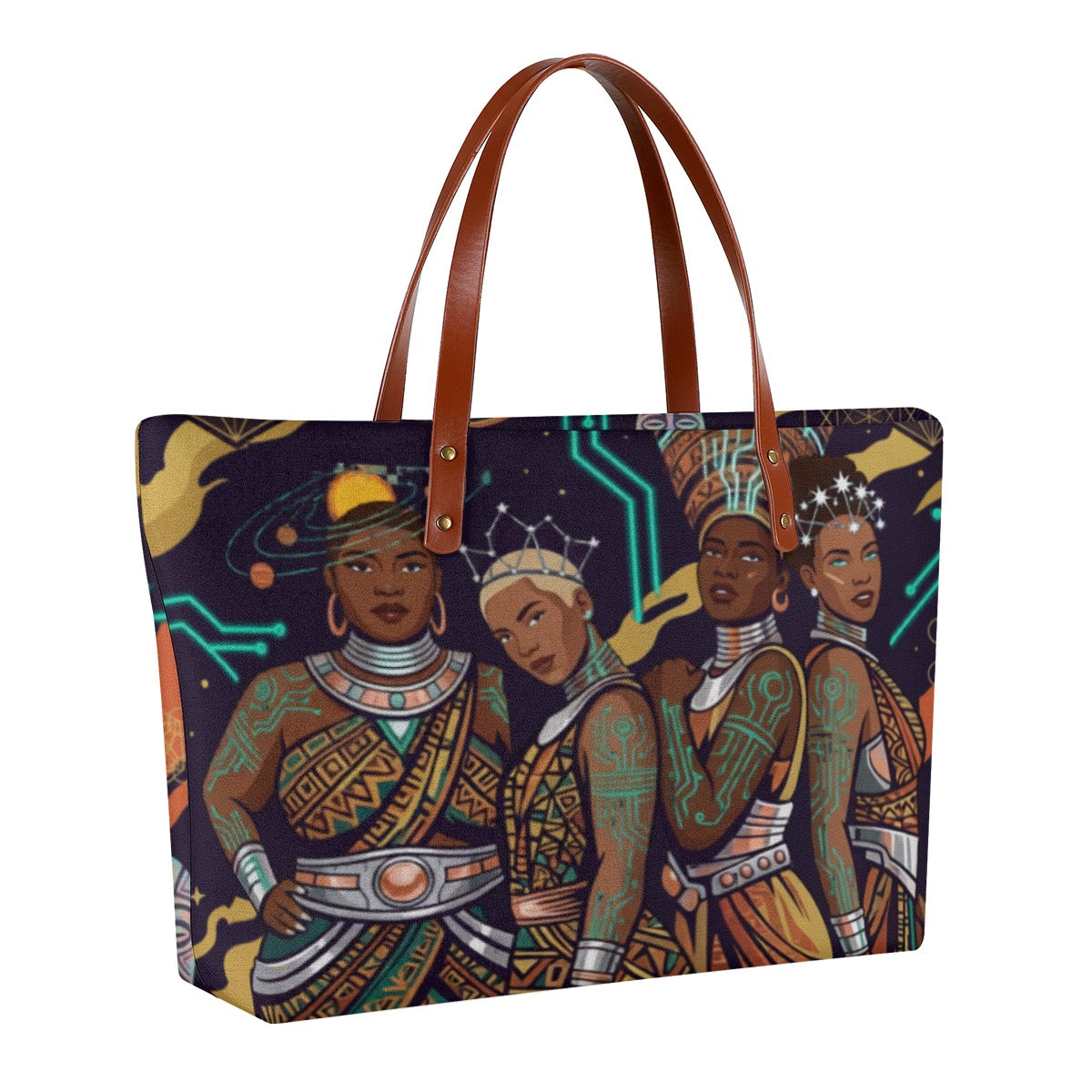 Afro-Futurism Themed Graphic Tote Bag | Diving Cloth