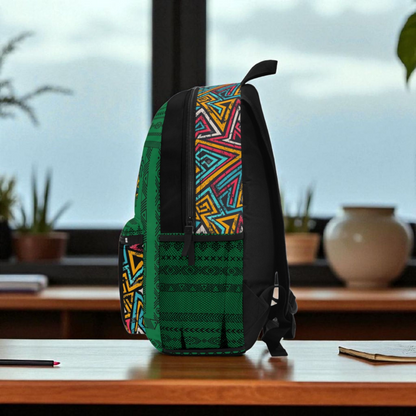 Unique Afro Music Backpack, Music Lover Bag, Cartoon Print Rucksack, Ethnic Design