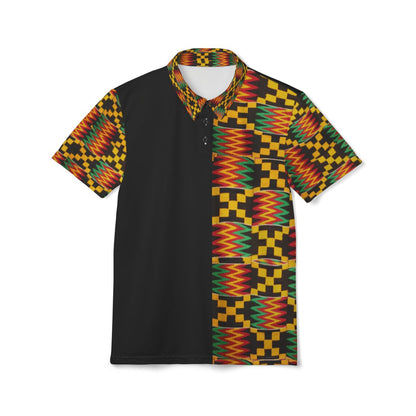 Kente Pattern Polo Shirt — Unisex African Print Short Sleeve Polo