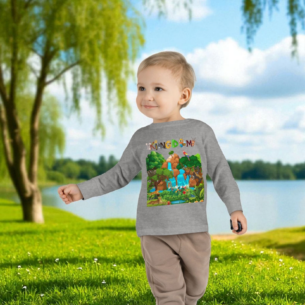 Jungle Animal Toddler Long Sleeve Tee, Wild Life Graphic Baby Shirt, Safari Theme Printify
