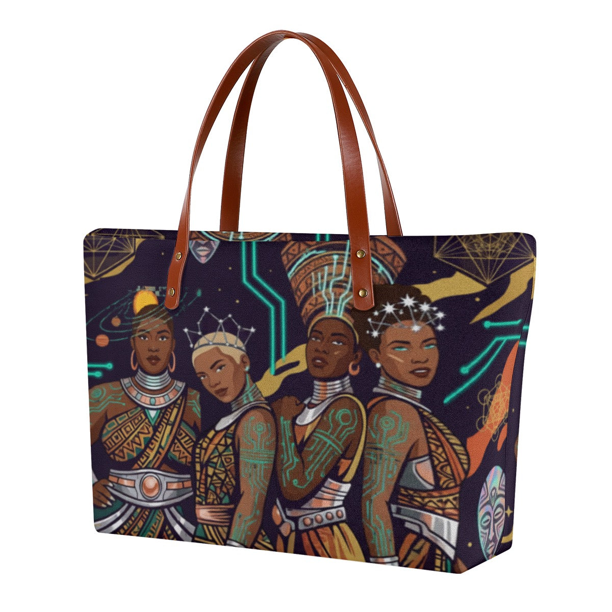 Afro-Futurism Themed Graphic Tote Bag | Diving Cloth